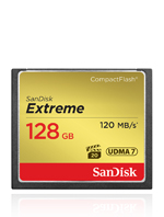 Compact Flash Extreme 128GB (120MB/s lettura; 85MB/s scrittura)