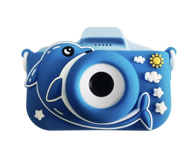Fotocamera per bambini azzurra + cover Delfino