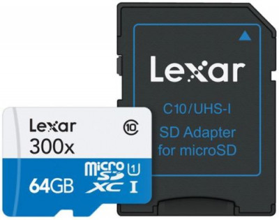 64 GB microSDXC 300X CL.10 più Adattatore